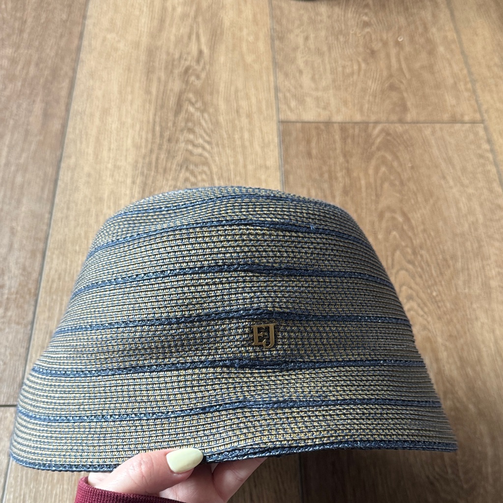 Eric Javits Navy And Tan Woven Bucket Hat